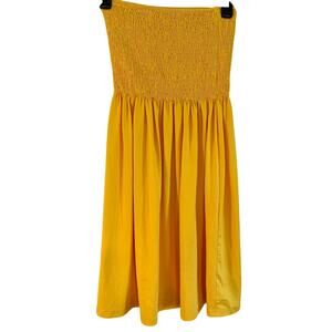 Yellow Smocked Strapless Sundress or Top | Flowy Summer Tube Dress